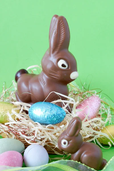 stock image Colorful wrapped chocolate Easter eggs