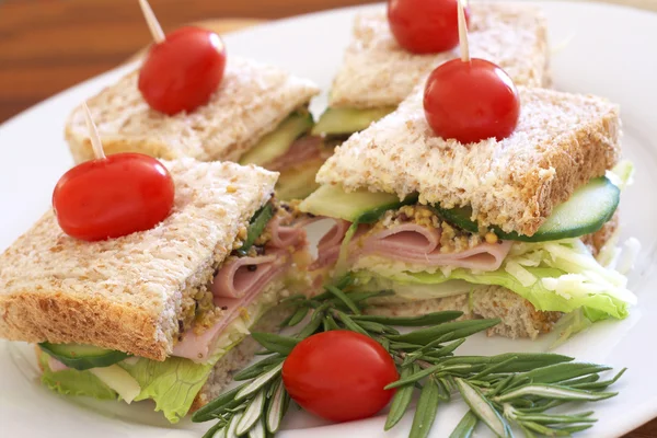 stock image Tasty sandwiches on wholewheat bread