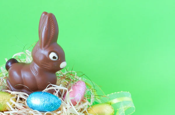 stock image Easter chocolate eggs and bunny