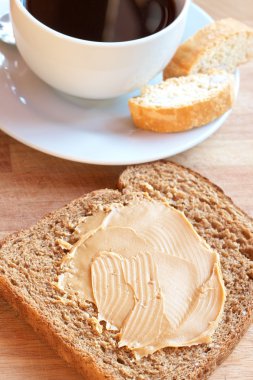 Tasty healthy wholewheat bread and coffee clipart