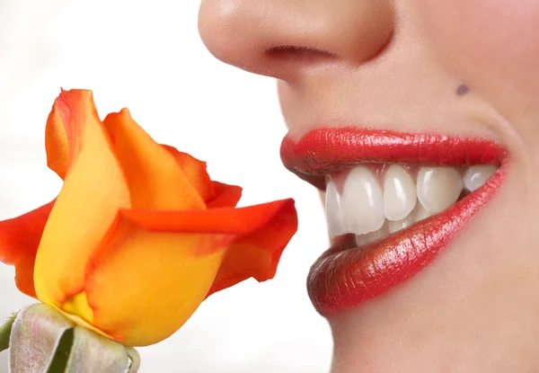 Macro shot of beautiful full lips — Stock Photo, Image