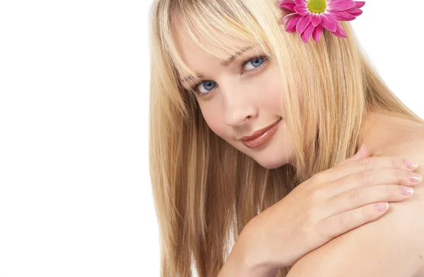 Portret van mooie blonde vrouw — Stockfoto