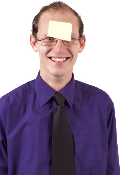 stock image Young Businessman with post-it