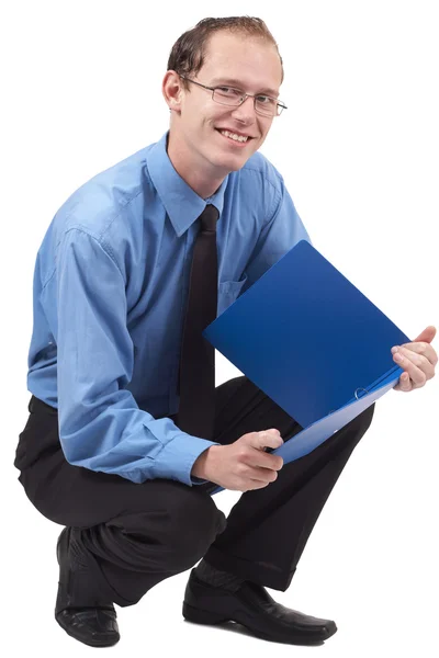 Businessman sitting with folder — Stock Photo, Image