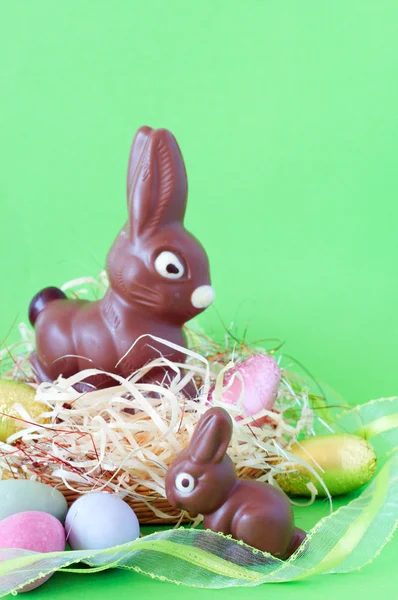 stock image Easter chocolate eggs and bunnies