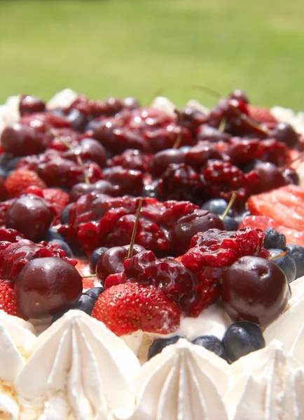 Meringue pavlova cake with berries — Stock Photo, Image