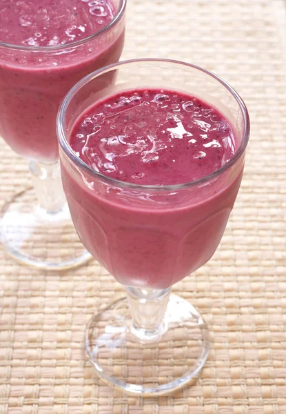 stock image Two glasses of fresh berry smoothies