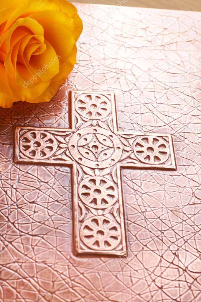 Yellow rose on the Bible — Stock Photo © Elenat 5161658