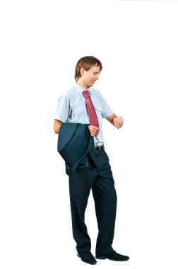 elinde bir ceket ile işadamı