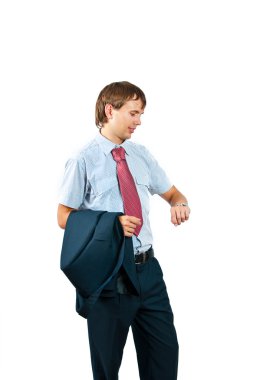 elinde bir ceket ile işadamı