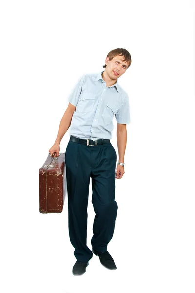 The young man with a suitcase — Stock Photo, Image