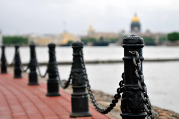 stock image Chain fencing of quay in St.-Petersburg