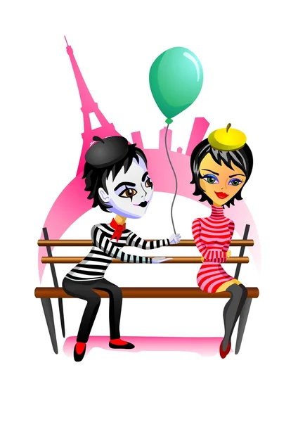 Mime and girl — Stock Vector