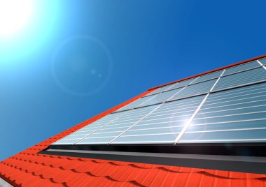 Roof with solar cells clipart