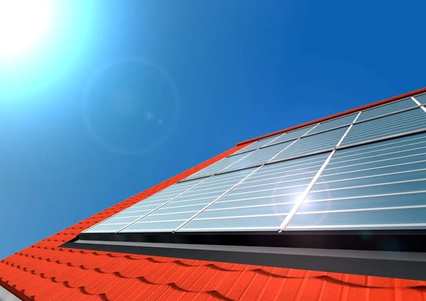 stock image Roof with solar cells