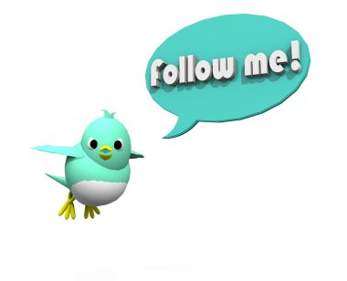 3d bird follow me clipart