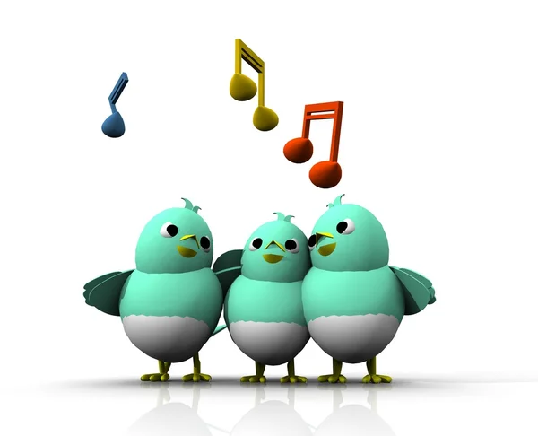 3d birds sing — Stock Photo, Image