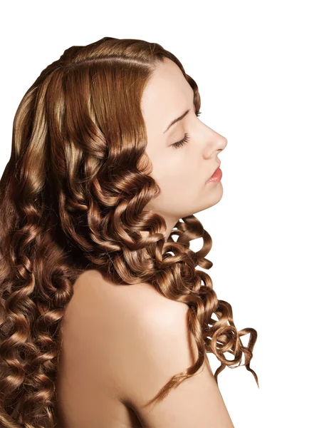 卷曲头发的女人 — 图库照片