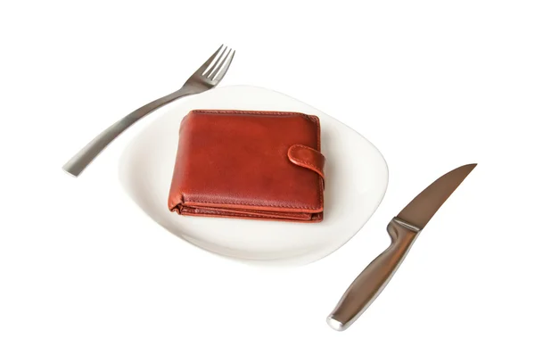 Wallet with kitchen utensils — Stock Photo, Image