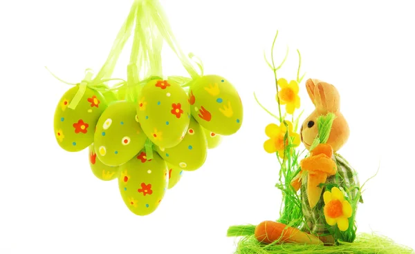 Easter eggs and bunny — Stock Photo, Image