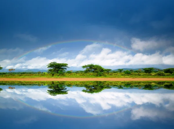 湖中的彩虹 — 图库照片