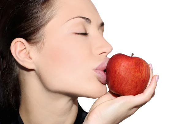 Mujer con una manzana —  Fotos de Stock