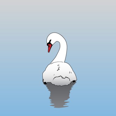 White swan on lake clipart