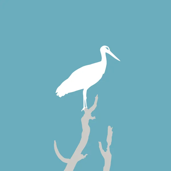 Uccello silhouette su un ramo — Vettoriale Stock