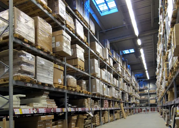 Warehouse with goods packed — Stock Photo, Image