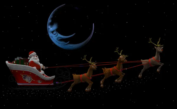 Père Noël et ses rennes 2 — Photo