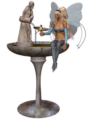 A fairy at the fountain clipart