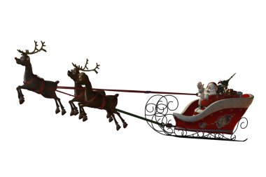 Santa Claus and his reindeers clipart