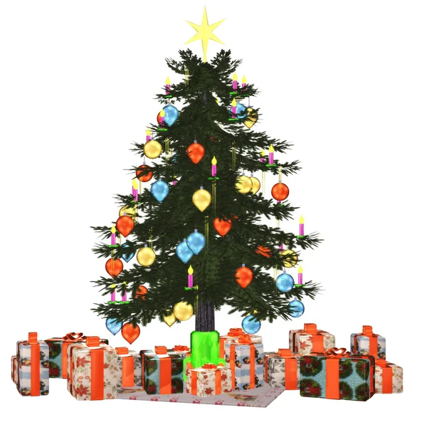 Christmastree with präsent 1 — Stok fotoğraf
