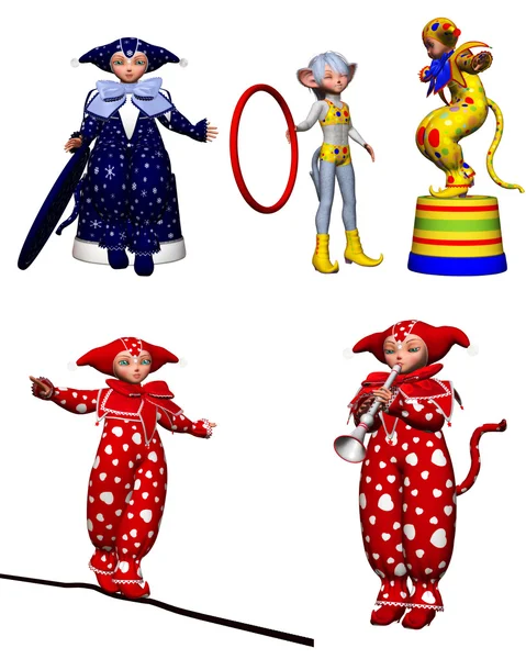Harlequin clowns — Stock Photo, Image