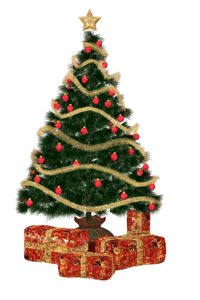 Christmastree with präsent — Stock fotografie