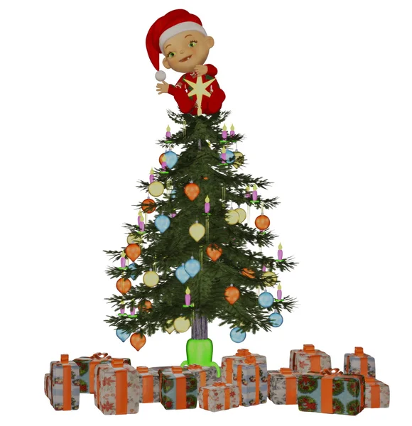 Weihnachtsbaum mit Baby — Stockfoto