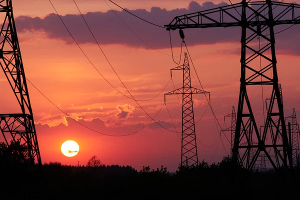 stock image Power station on sundown sun,