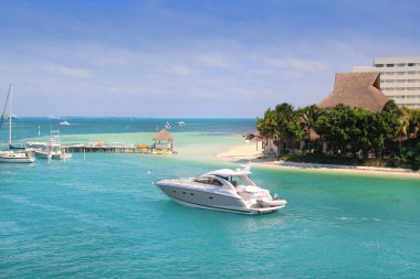 Cancun Mexico Lagoon and Caribbean sea clipart