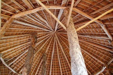 Hut palapa traditional sun roof wiev from above clipart