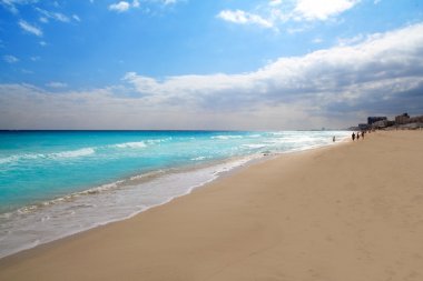 Cancun zona hotelera beach Karayipler Meksika deniz