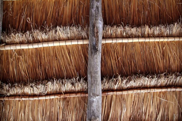 Hut palapa traditional sun roof wiev from above — Stock Photo, Image