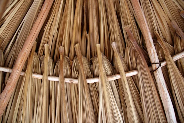 Palm tree leaves in sunroof palapa hut roofing — Zdjęcie stockowe