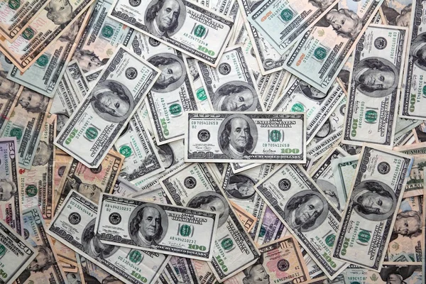 Американський долар Банк зазначає багато банкноти рахунки — стокове фото