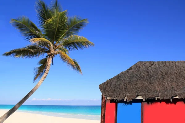 Cabina caraibica di cocco e capanna rossa — Foto Stock