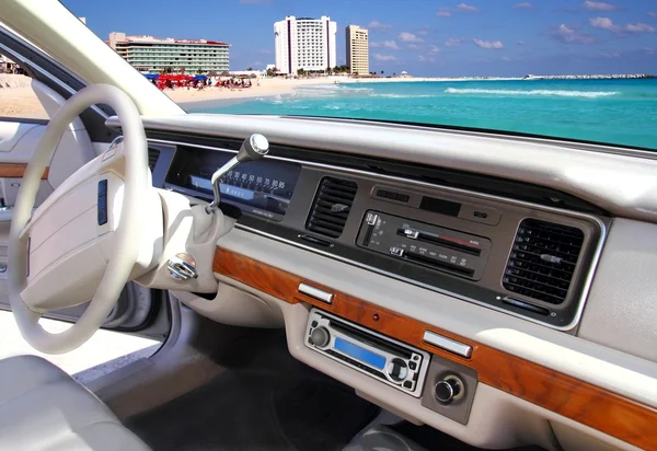 stock image Car indoor retro vintage in Cancun mexico beach