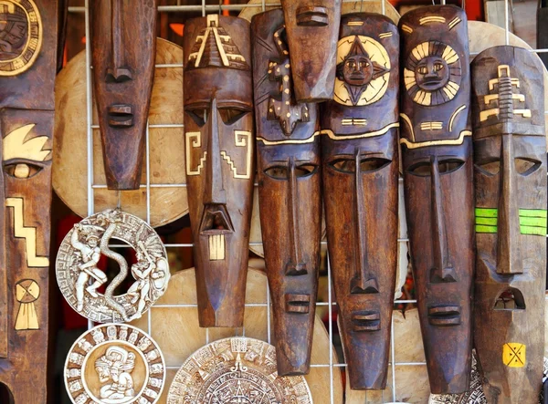 Azteken-Maya-Holz indische Maske Handarbeit — Stockfoto