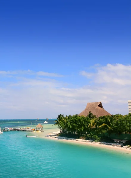 Cancun Mexico Lagune og Caribien havet - Stock-foto