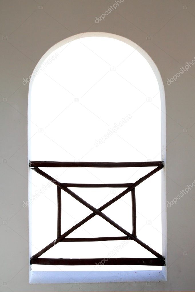 Arch balcony white window isolated on white