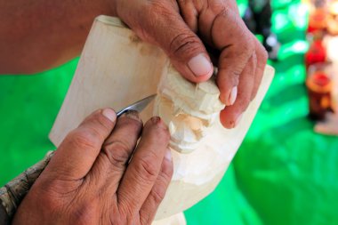 Jaguar mayan sculptor handcraft knife hands clipart