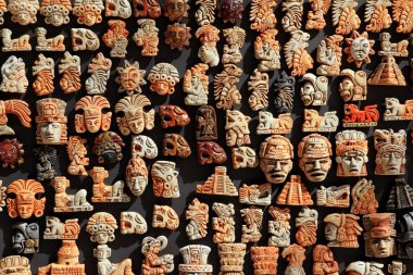 Mayan Mexico wood handcrafts in jungle clipart